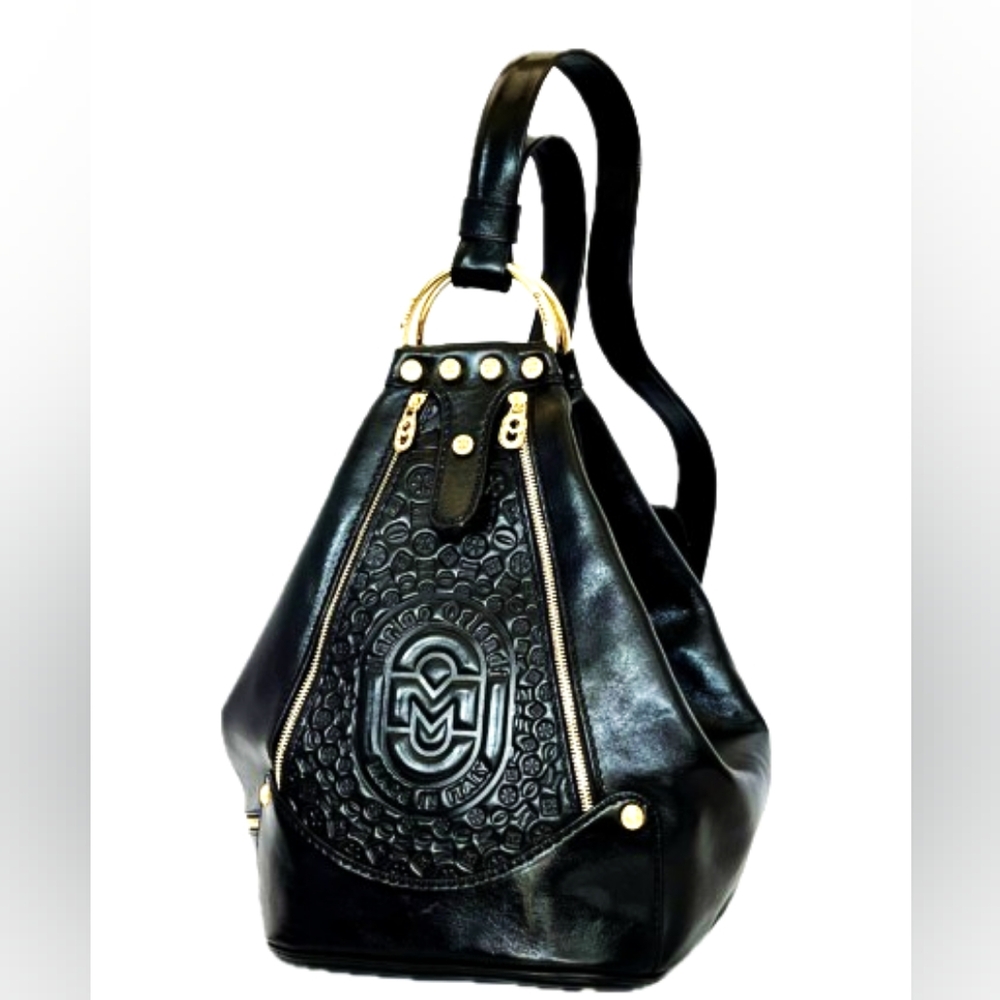 🔥FABULOUS🔥 Black Italian Leather X-Large Backpack By Marino Orlandi 🛍